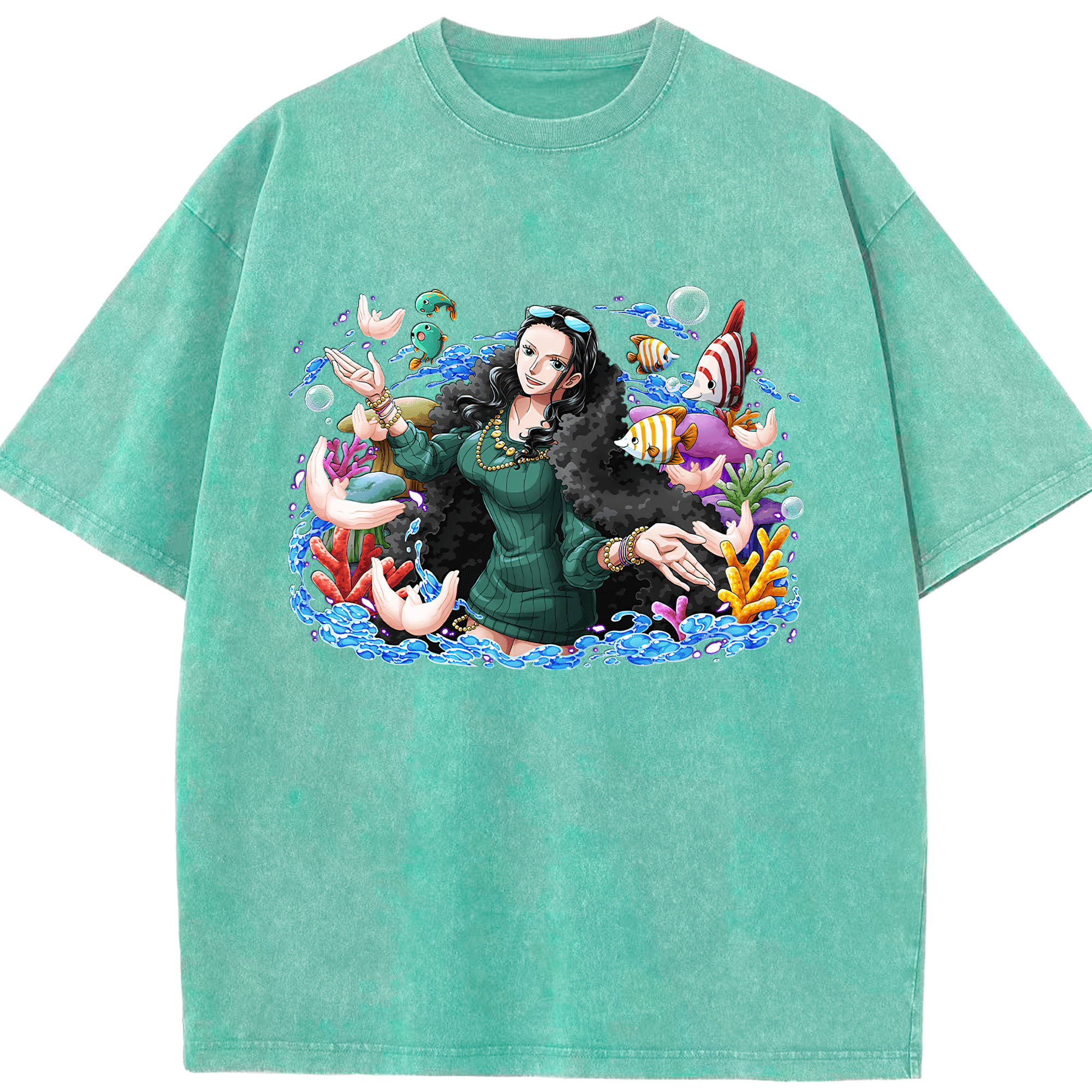 ワンピース ニコ・ロビン ONE PIECE Nico Robin 綿100% ヴィンテージ風 半袖Tシャツ（フロントプリント）